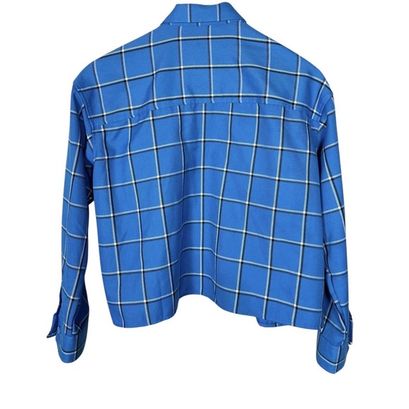 Dixxon Womens Brentwood Shirt Size 2XL Blue Plaid‎ Button Front Cropped Pockets - Picture 4 of 9